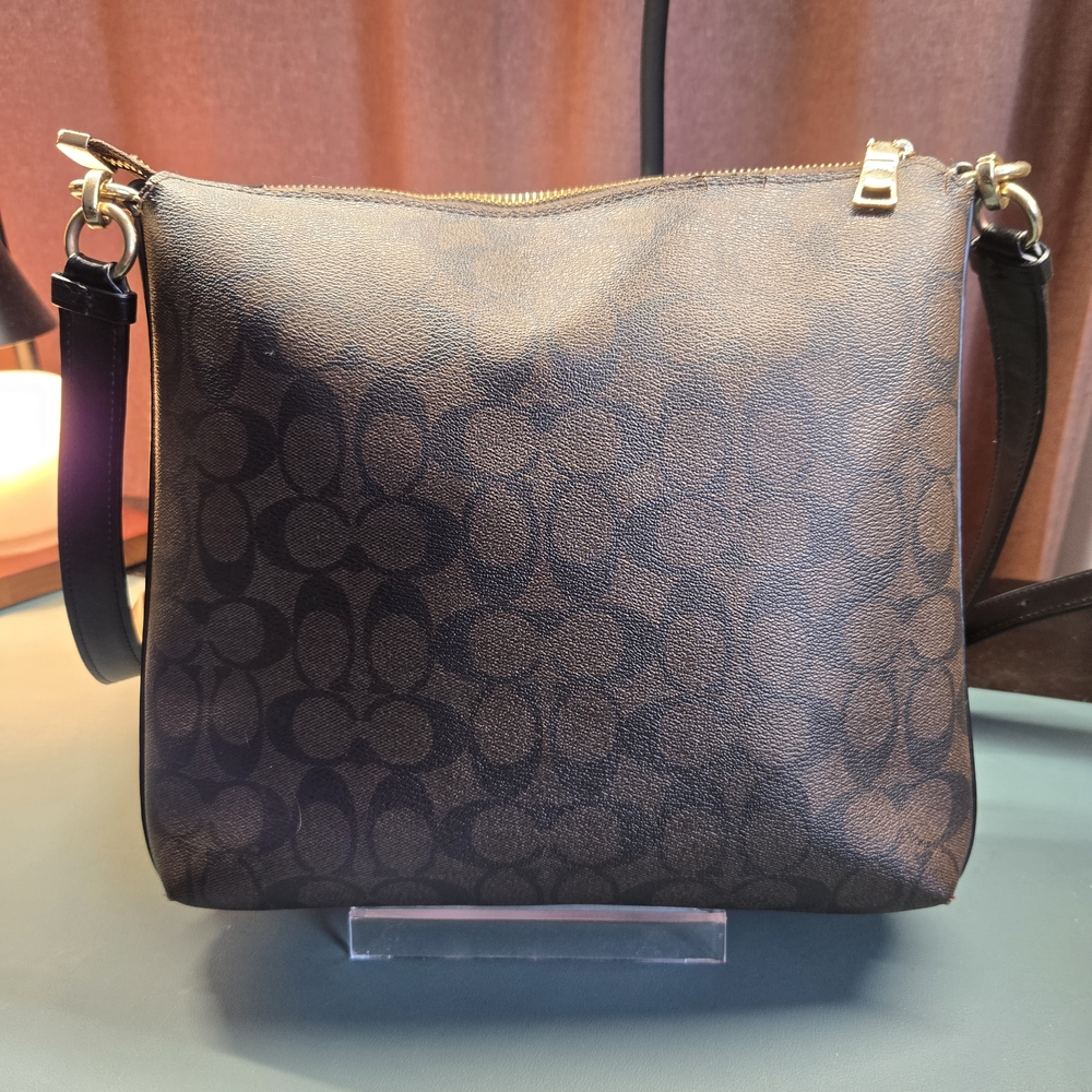 COACH Mae File Crossbody in Signature C Canvas F77885 Brown Black - Picture 5 of 15
